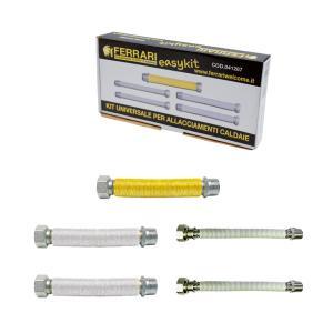 Kit allacciamento caldaia easy kit 2 con giunti estensibili gas e acqua rivestiti guaina isolante  041289