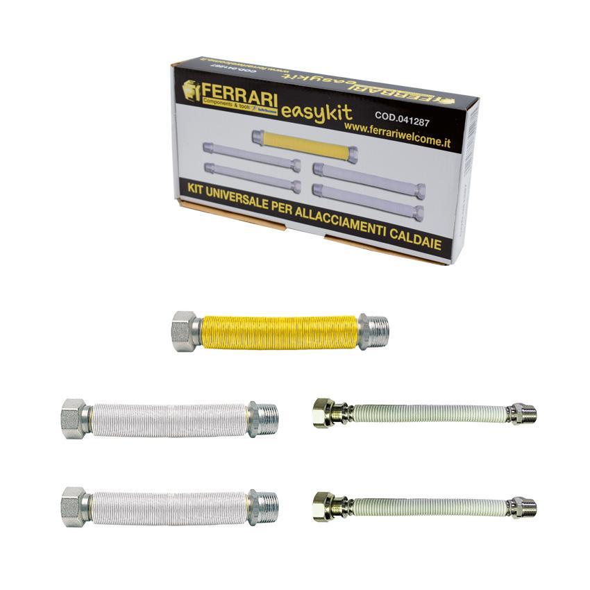 Kit allacciamento caldaia EASY KIT 2 giunti gas acqua con guaina Ferrari Welcome 041289