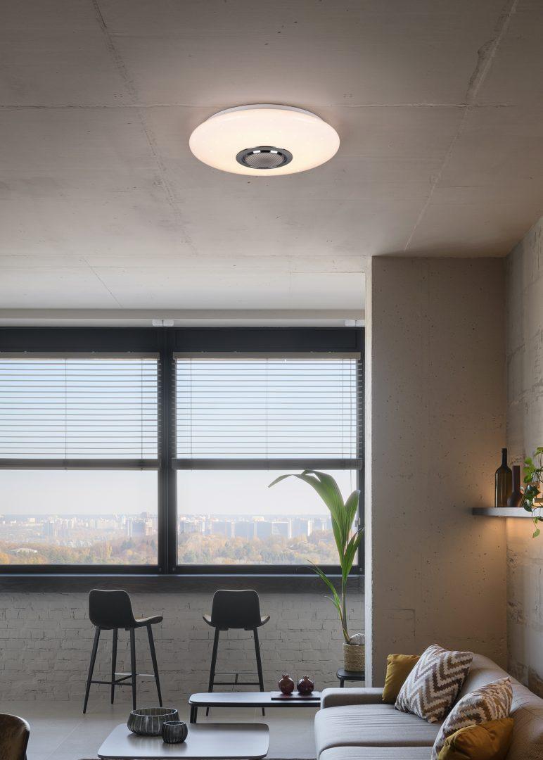 Plafoniera soffitto parete LED 15,5W altoparlante Bluetooth Dynamic Light RGBW IP20 Trio Lighting Musica R69031101