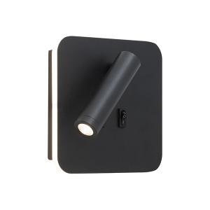 Applique led 9w da parete orientabile nero alluminio 3000k cri>80 ip20 fascio 30°  myw001n