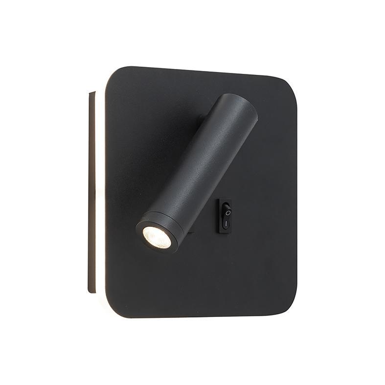 Applique LED 9W parete nero 3000K orientabile Rossini MYW001N