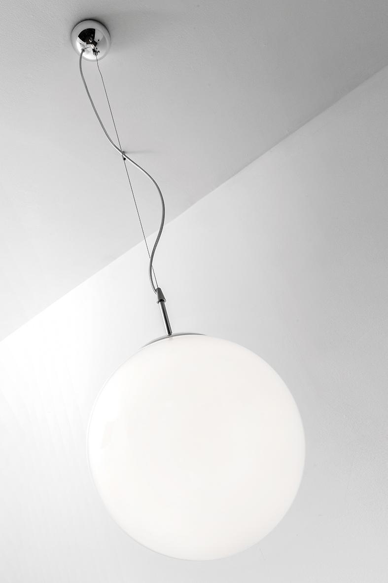 Lampada sospensione 1x75W vetro soffiato bianco Rossini RUN001B