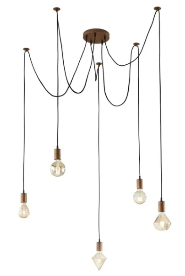 lampada a sospensione ragno 5 luci rame antico Trio Lighting