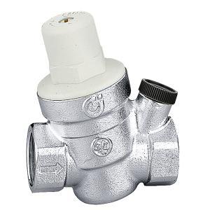 Riduttore di pressione inclinato 3/4 pollice ottone nichelato con attacco manometro cartuccia e filtro estraibili  533451