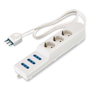 Presa multipla salvaspazio 6 uscite 2p+t 16a 250v bianco con spina s17 cavo 1,5 m scame blueline 160.231/c