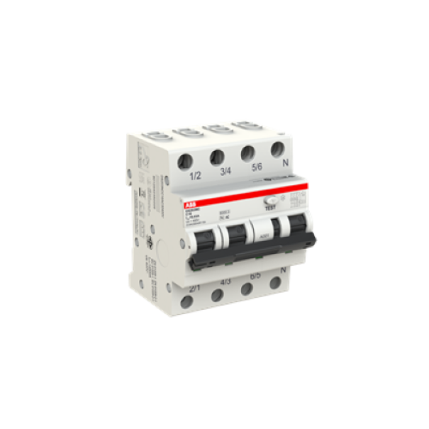 interruttore differenziale magnetotermico abb 3p n 16a 30ma vista angolazione sinistra installazione guida din