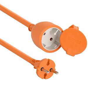 Prolunga giardino 20 m spina e presa eu cavo h05vv-f 2x1.5 arancione  01354