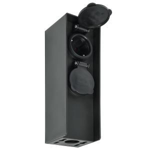 Presa da giardino a colonna 2 schuko cablabile ip44 nera  300190