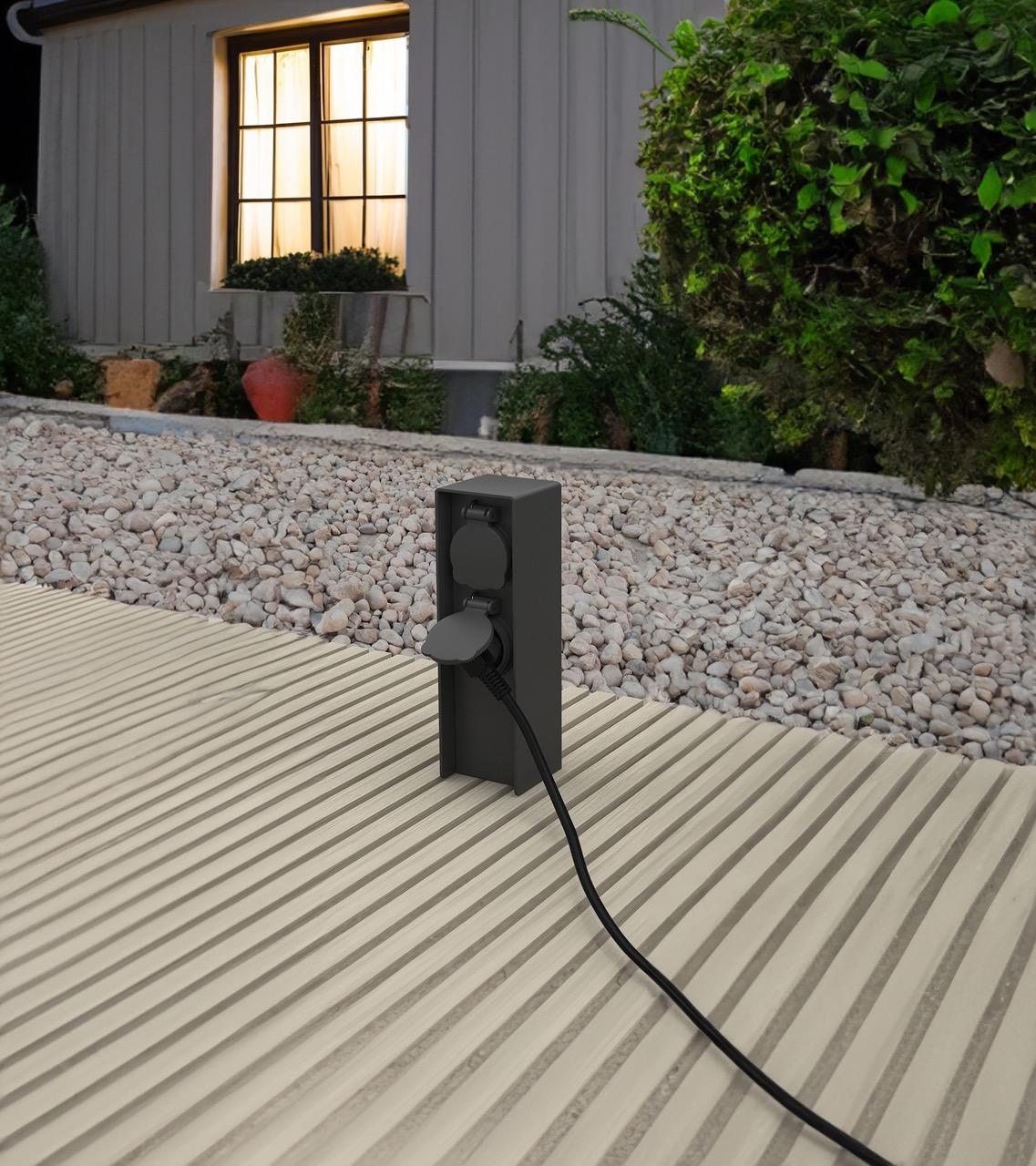 Presa giardino Electraline 300190 colonna 2 Schuko IP44