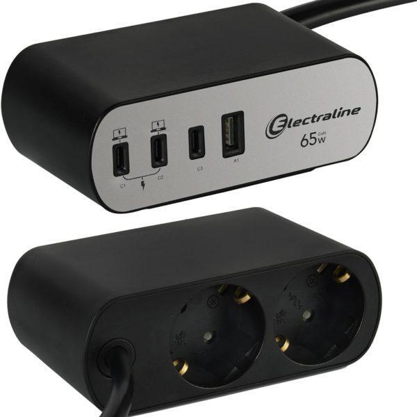Multipresa scrivania Electraline 62584 prese Schuko USB