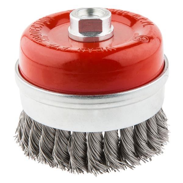 spazzola a tazza rinforzata in acciaio inox 65 mm attacco M14 per smerigliatrice