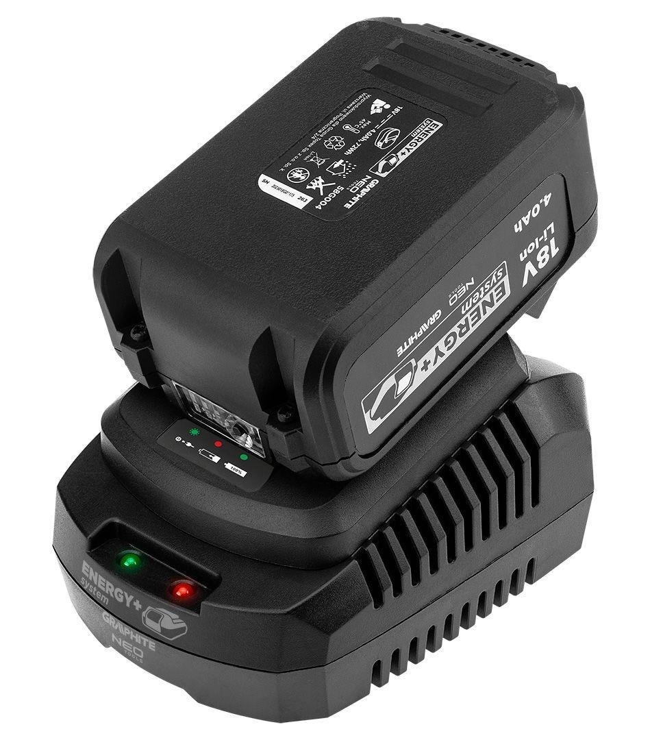 Kit batteria 18V 4Ah caricabatterie Graphite Energy Plus 58GE132-1