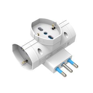 Adattatore sfalsato verticale s17 con 3 prese universali bianco 3680w  33975