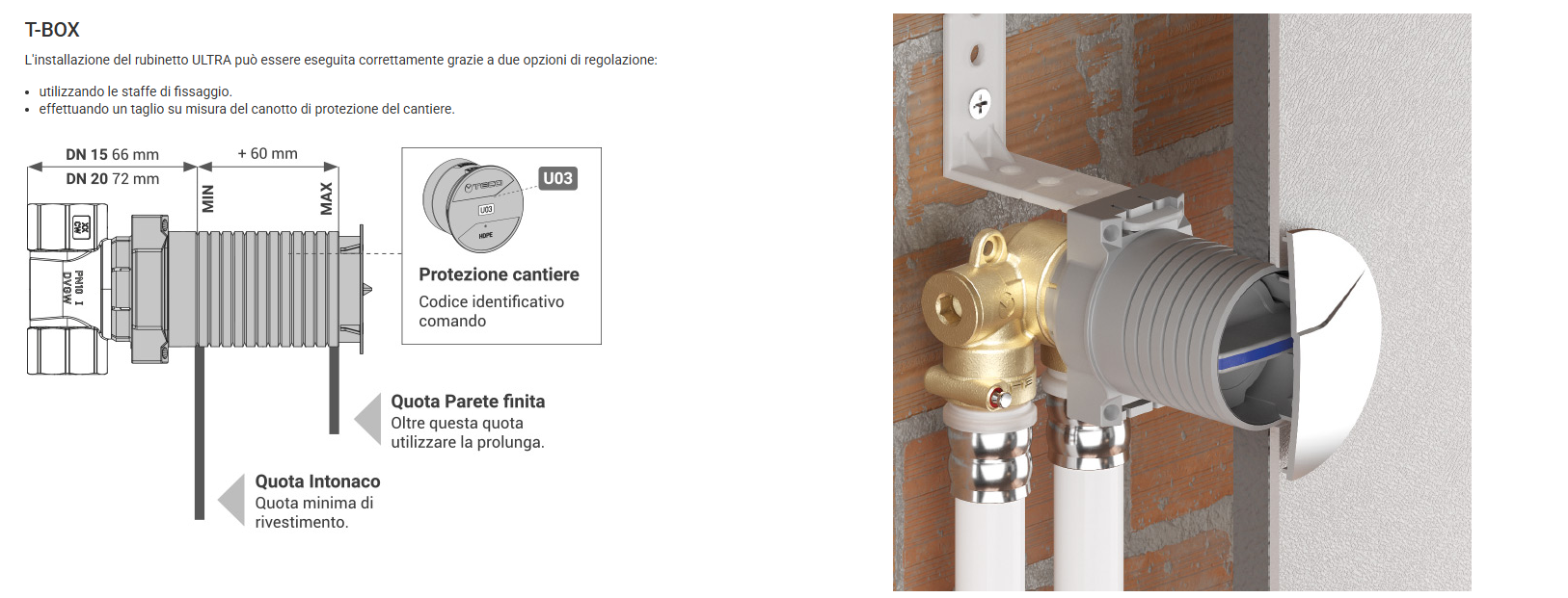 Vista 3D rubinetto a sfera Top Entry Ultra TECO DN15 versione filettata