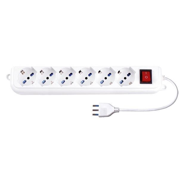 multipresa elettrica universale 6 posti con interruttore luminoso bianca vista dall alto