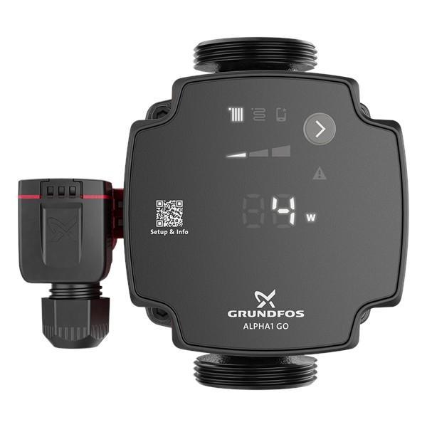 vista frontale pompa elettronica Grundfos ALPHA1 GO 25 60 130 per impianti riscaldamento