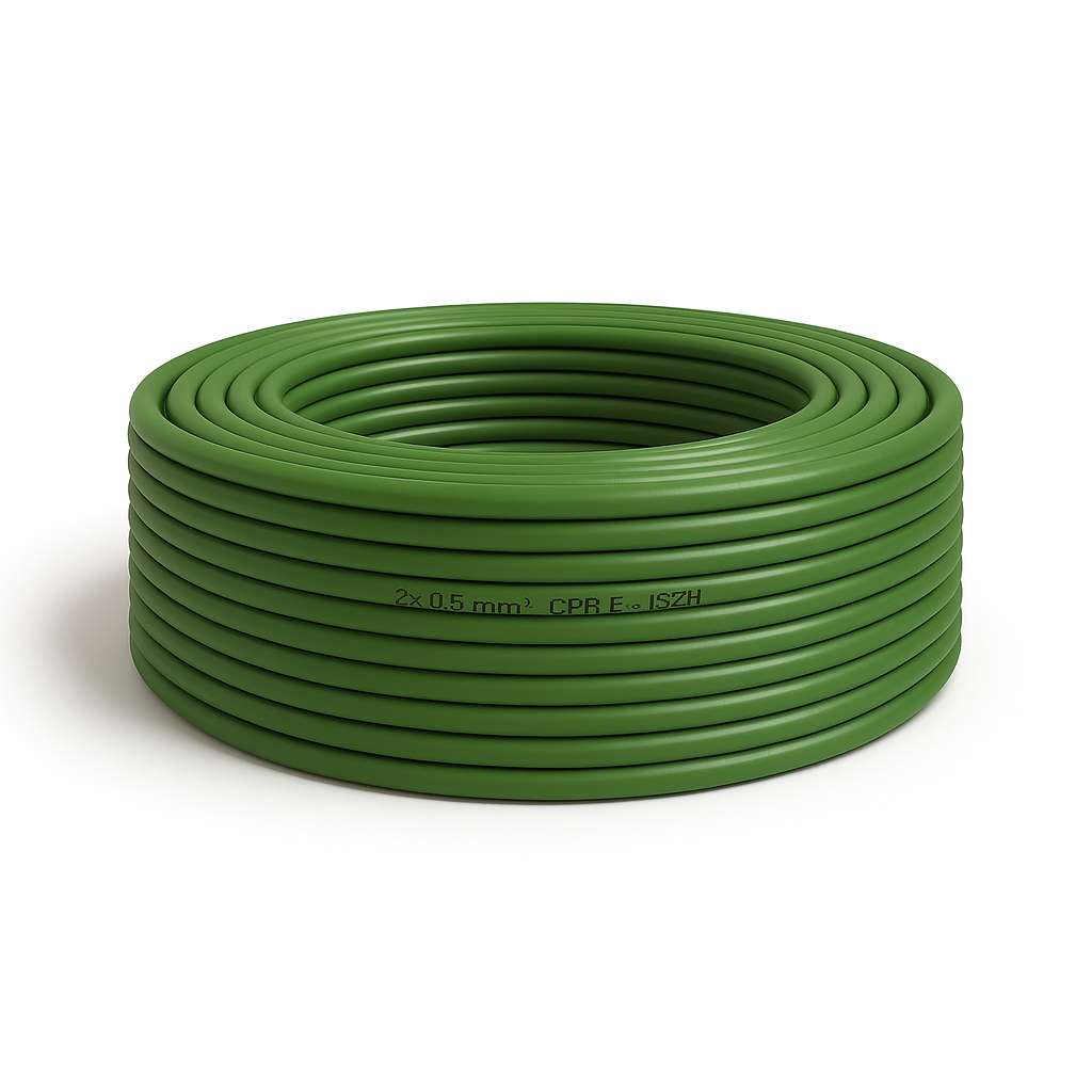 matassa cavo automazione cancelli 2x0.50 mm beta cavi da 100 metri isolante verde