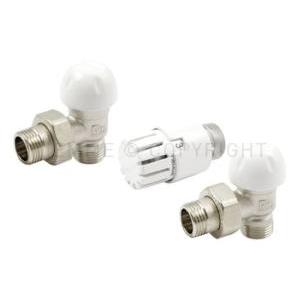 Kit valvole termostatiche curve con detentore per radiatori regolazione temperatura  3300137