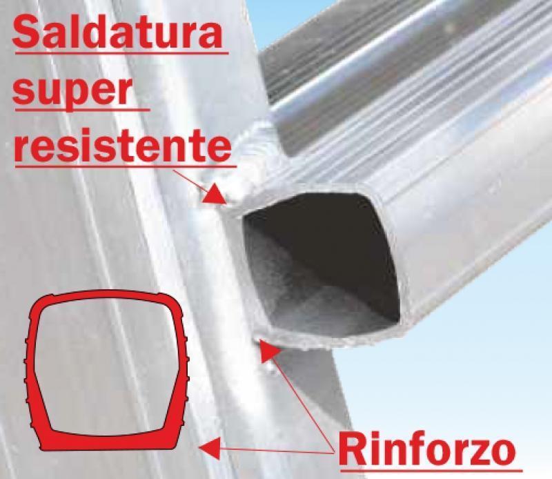 dettaglio saldatura super resistente della scala multiposizione frigerio con profilo rinforzato per uso professionale