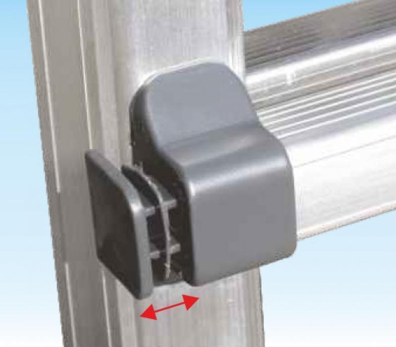 Tappo gradino anti-distacco in nylon su scala Frigerio multiposizione in alluminio