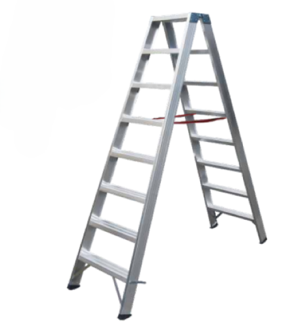 Scala professionale doppia salita 2x8 gradini in alluminio Frigerio struttura robusta