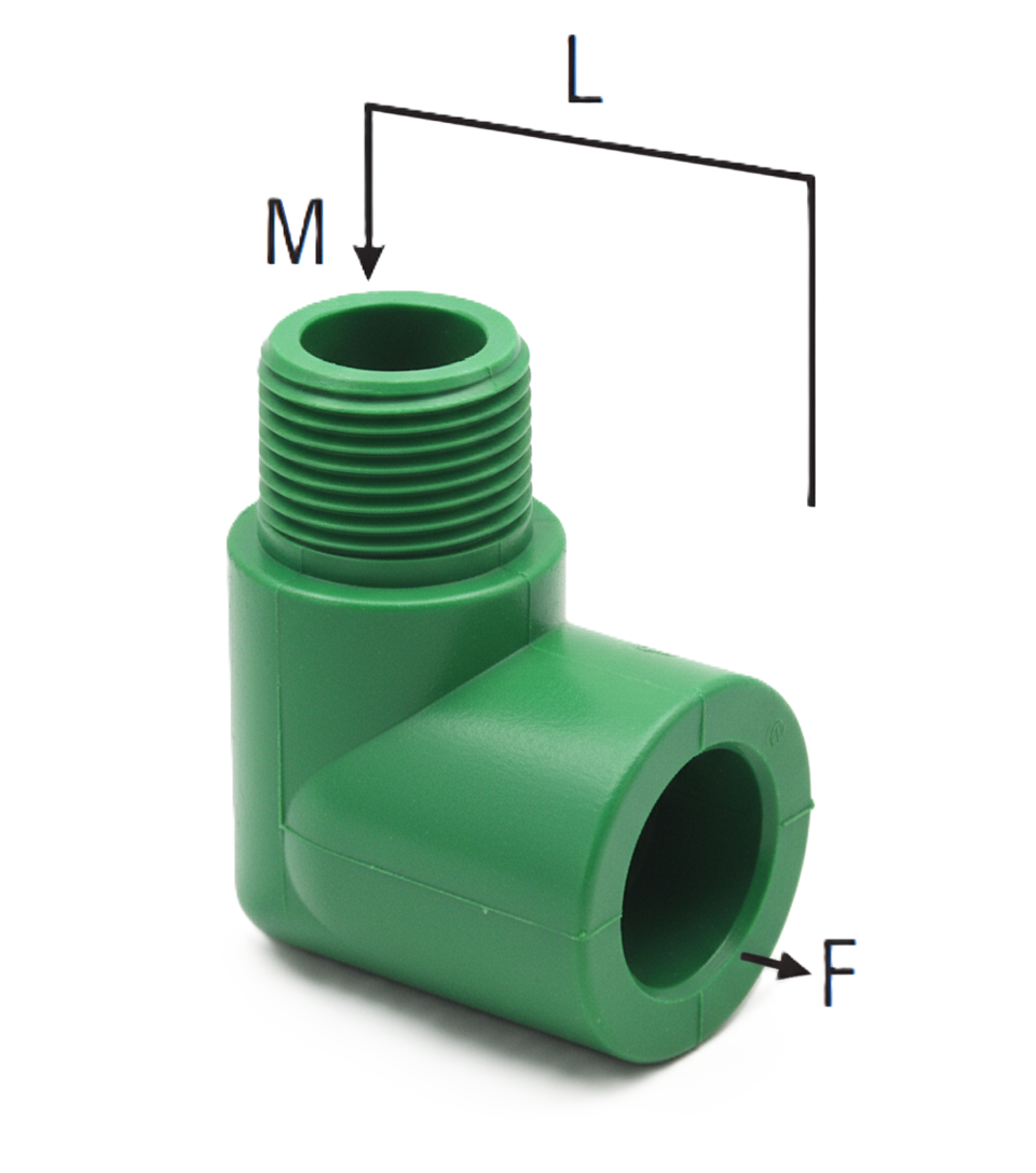 Gomito maschio femmina 90u00b0 dimensioni DN 20 con indicazione misure per impianto idraulico