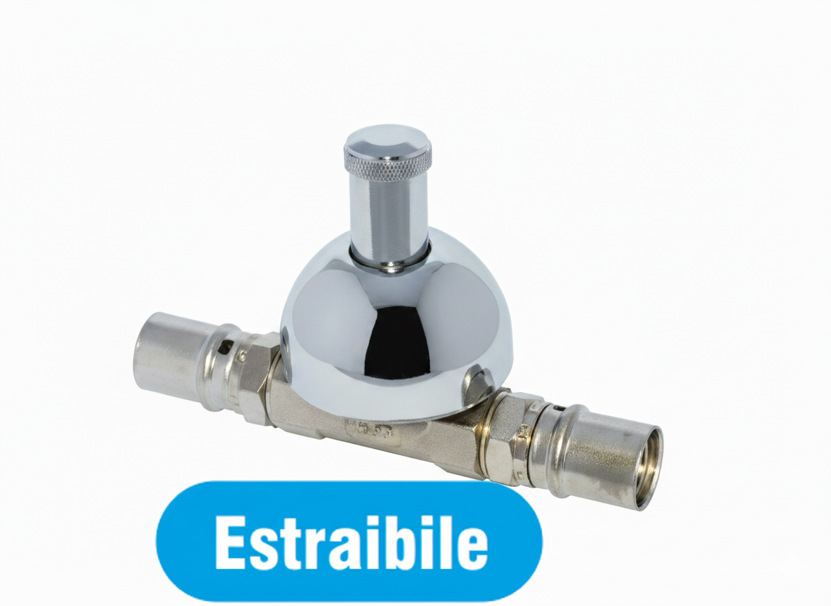 dettaglio valvola incasso estrabile bampi 20x20 pressfitting con cappuccio cromato