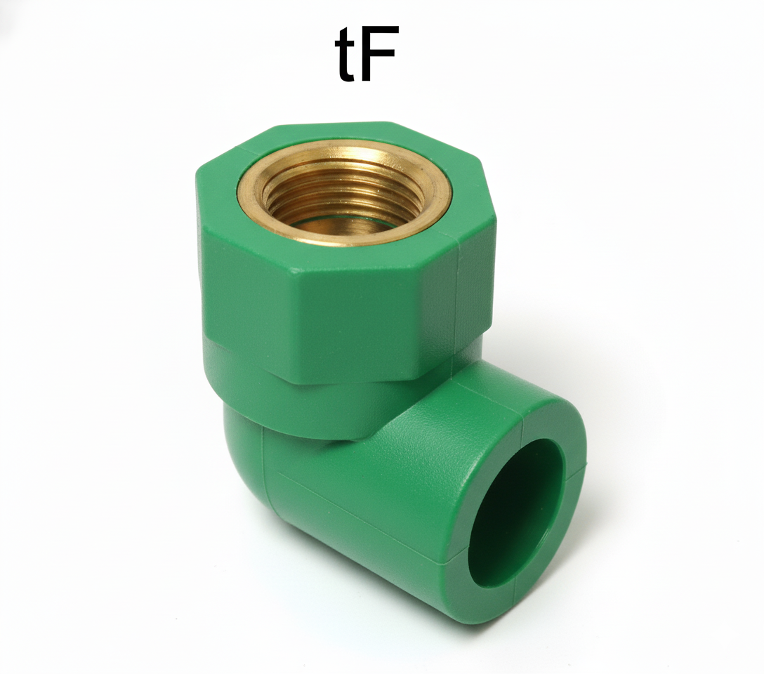 dettaglio inserto ottone filettato femmina raccordo gomito idraulico PP-R 25x3 4 Bampi