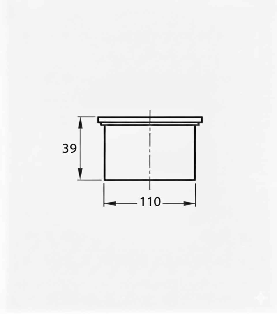 disegno tecnico tappo di chiusura polipropilene dn 110 dimensioni