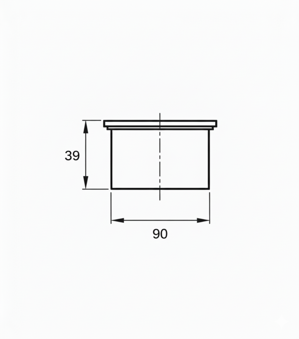 disegno tecnico tappo polipropilene dn 90 dimensioni 90 mm