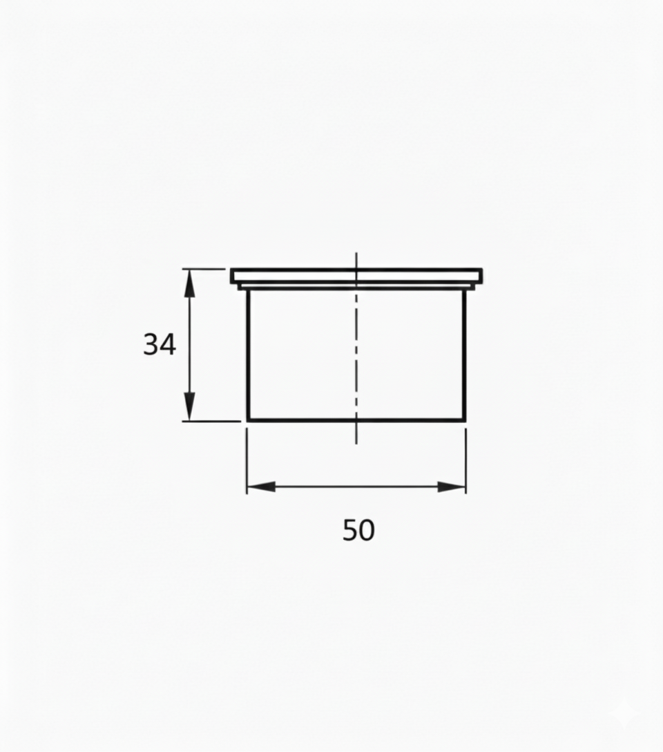 disegno tecnico tappo scarico idrico BAMPI DN 50 dimensioni in millimetri