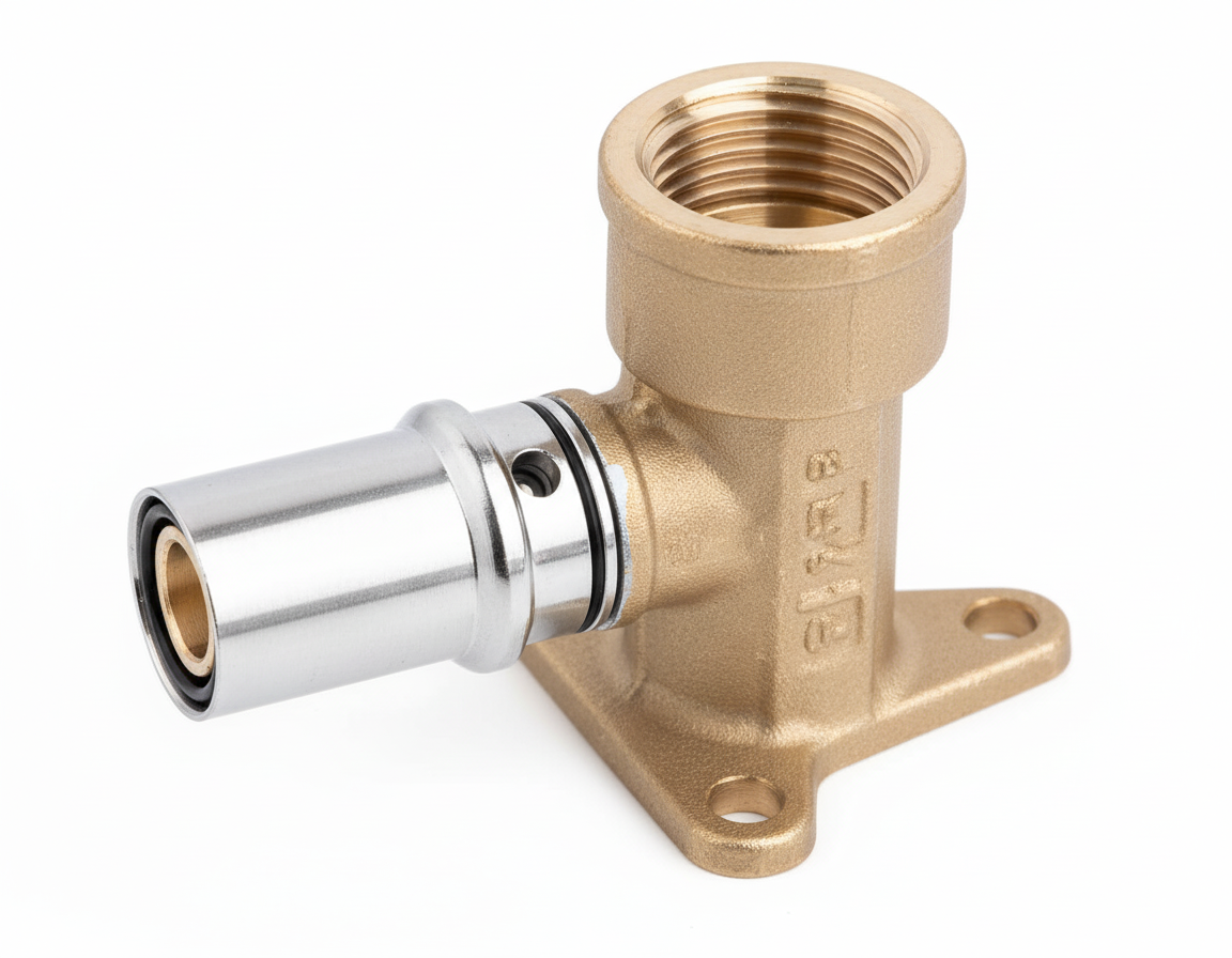 gomito filettato femmina flangiato 20x1 2 in ottone per impianti idraulici BAMPI