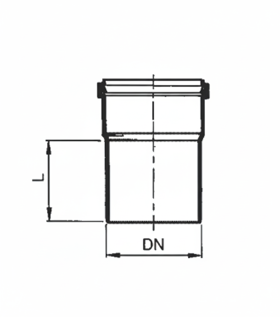 disegno tecnico raccordo corto pvc pp dn 90 100 bampi