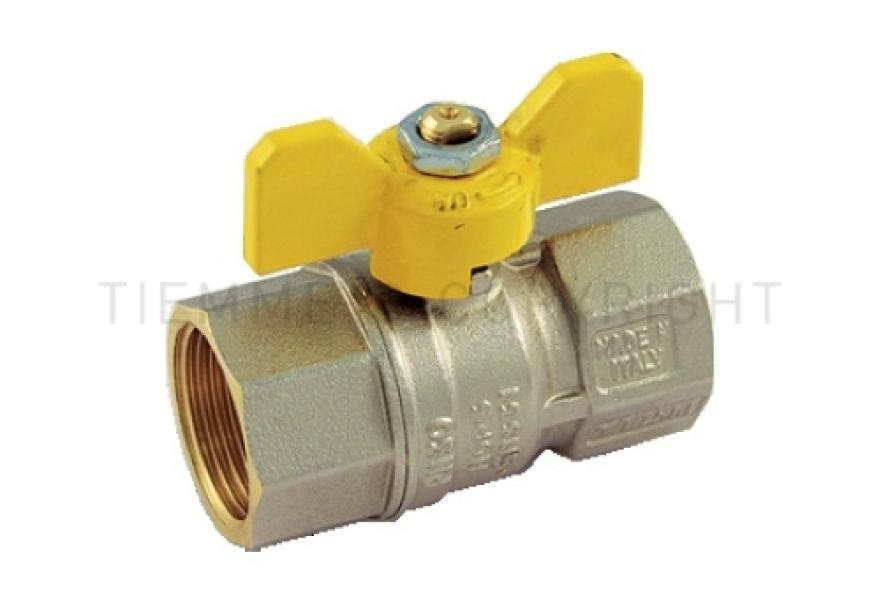 Valvola a sfera gas nichelata TIEMME attacco femmina 3 4 con leva gialla