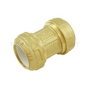 Raccordo diritto doppio a compressione per tubo pe ø63 x ø63 con o ring ottone  3430010