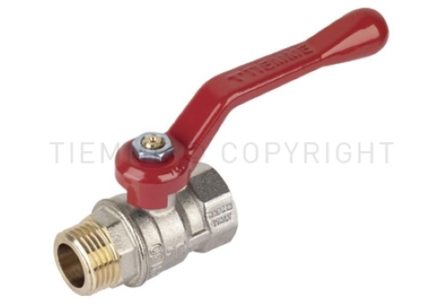 valvola a sfera maschio femmina 3 4 leva rossa Tiemme per acqua installazione impianti idraulici ottone nichelato