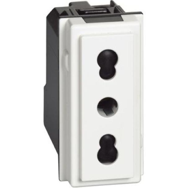 presa elettrica bipasso bticino serie civile colore bianco compatibile con spine 10a e 16a