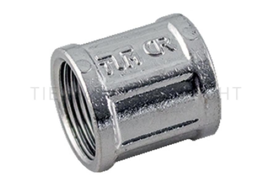 Raccordo diritto femmina femmina cromato TIEMME 3 8x3 8 vista laterale