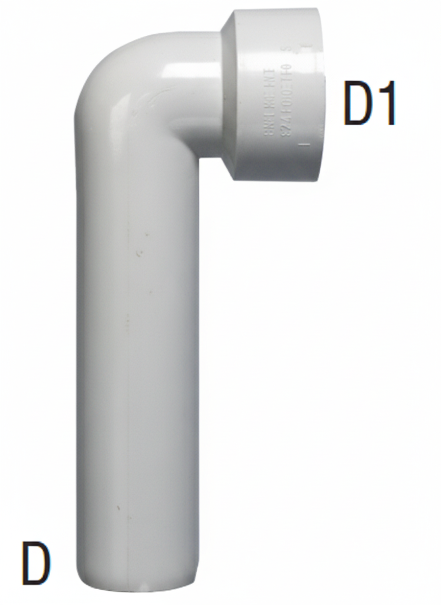 Dettaglio raccordo curva tecnica PP 40x46 mm prolungata per impianti idraulici BAMPI