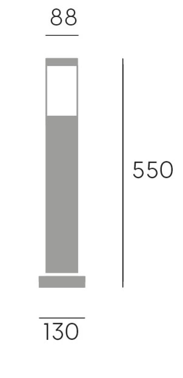 vista laterale paletto basso sovil illuminazione esterno IP65 nero design moderno