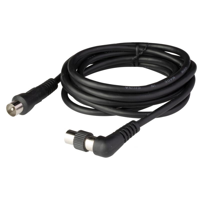 prolunga tv coassiale 9.5mm nera 2 metri con spina angolare adattatore coassiale inclusa scame
