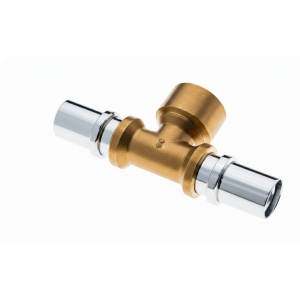 Raccordo a t femmina ø20x¾"x20 in ottone nichelato per tubo gas pex-al-pex balpex mp gas  gmptf2034