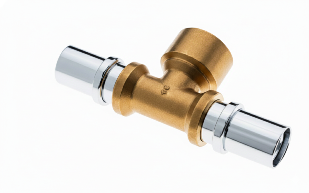 Raccordo a T filettato femmina in ottone per gas 20x3 4x20 Bampi profilo TH