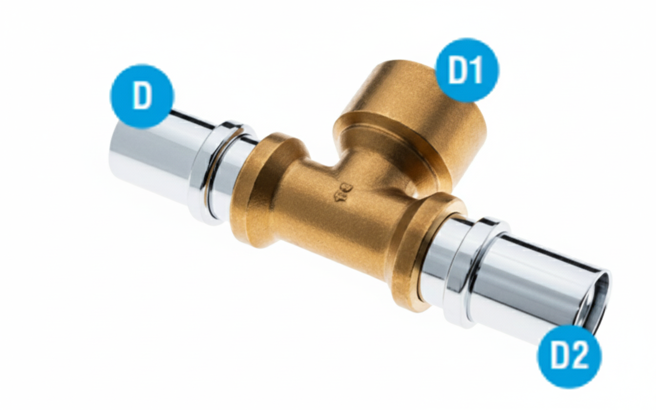 Connessione raccordo a T ottone per tubazioni gas multistrato Bampi