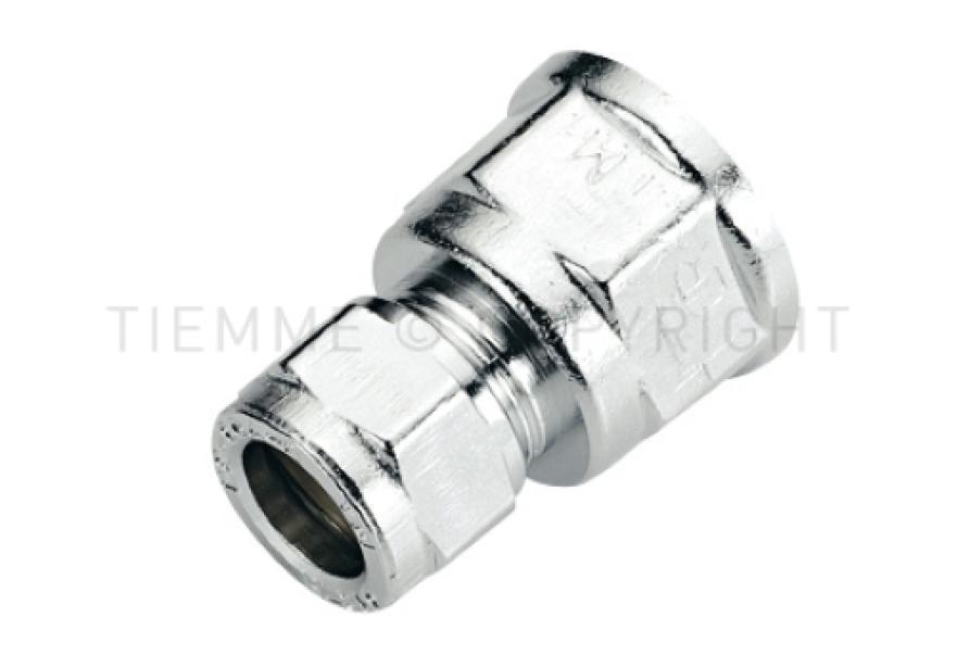 raccordo diritto a compressione ottone cromato filettato tiemme vista laterale