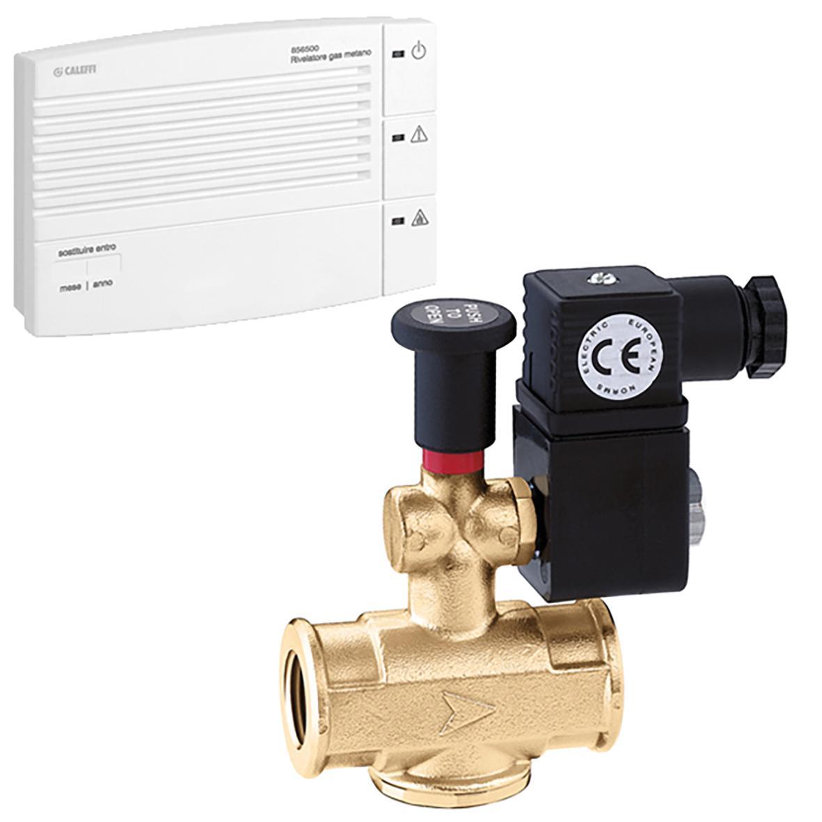 kit rilevatore gas metano con elettrovalvola Caleffi 855500 per sicurezza impianti