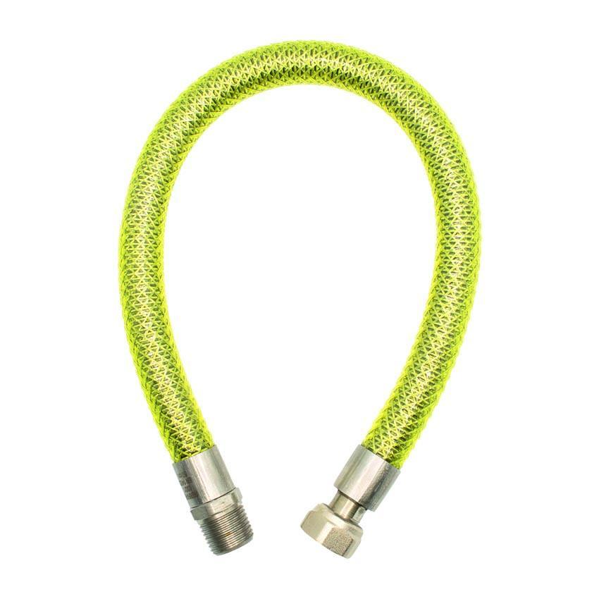 tubo flessibile gas 1 2 pollice 150 cm raccordo mf ferrari welcome certificato uni en 14800 rivestimento giallo pvc