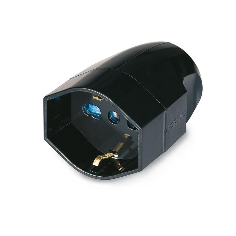 presa mobile 2P T 16A SCAME tecnopolimero nera pluristandard vista prospettica
