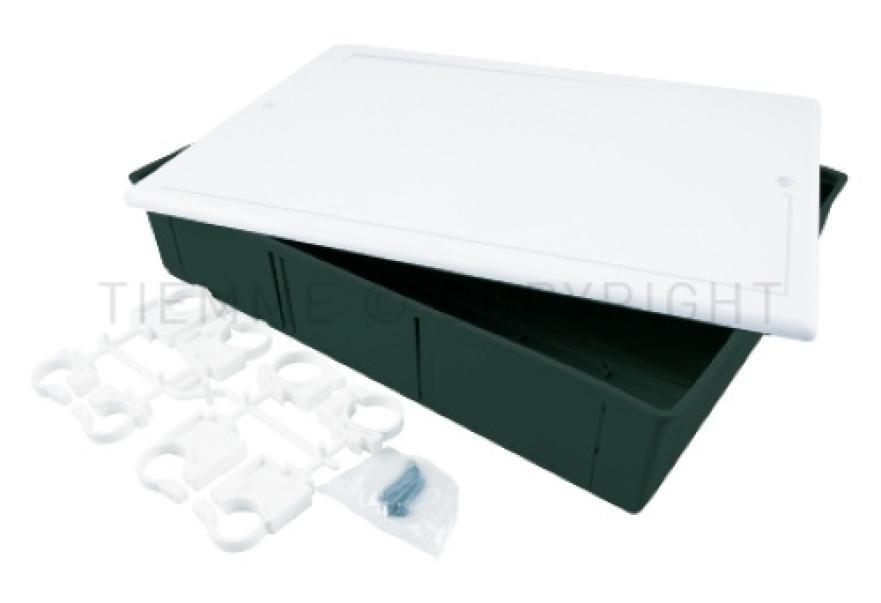 cassetta universale in plastica per collettori idraulici dimensioni 620x295x80 tiemme accessori in dotazione
