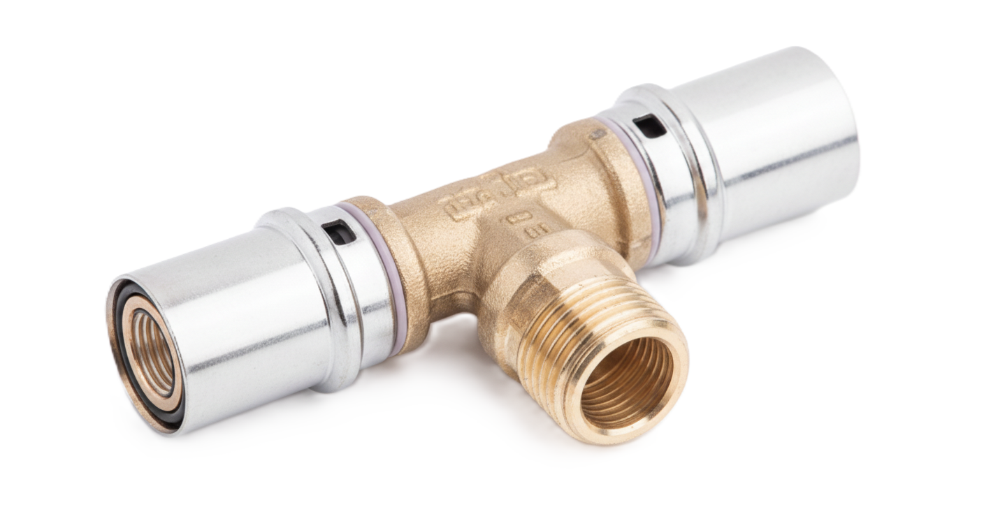 Raccordo a T filettato maschio BAMPI 16x1 2x16 per impianti idrici multistrato